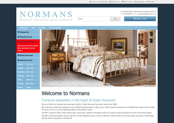 Normans Furniture website